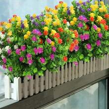 1/3/15/24 pezzi Fiori artificiali da esterno, anti-UV, anti-sbiadimento, arbusti di bosso in plastica imitazione, usati per giardini, terrazze, portici, fioriere, case, matrimoni, decorazioni, si consiglia di acquistarne più di uno per abbinarli e ottenere un aspetto più bello - Multicolore - Visualizzare 5