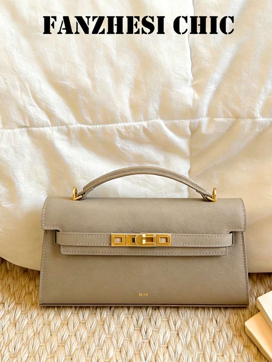 This New Luxury Lightweight Handbag, Launched In 2025, Features A Brown And White Color-Blocking Design With Leather And Woven Patterns, Enhancing The Tactile Quality. The Vintage-Inspired Metal Hardware With A Refined Clasp Makes It Suitable For Hand-Carrying, Offering Both Elegance And Practicality., Bags Ladies Elegant, Woven Bag - Multicolor - View 1