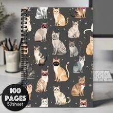 1pc Of Cats Toroidal Spiral Notebook Journal, Ideal For School And Office Use, Great Gift For Friends, Coworkers, And Both Men And Women,No Pen Included. - L - View 1
