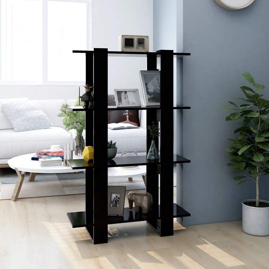 vidaXL Bookshelf, Room Divider, Freestanding Shelf, File Shelf, Wall Shelf, Storage Shelf, Office Shelf, Multi-Purpose Shelf, Grey, 80x30x123.5cm
