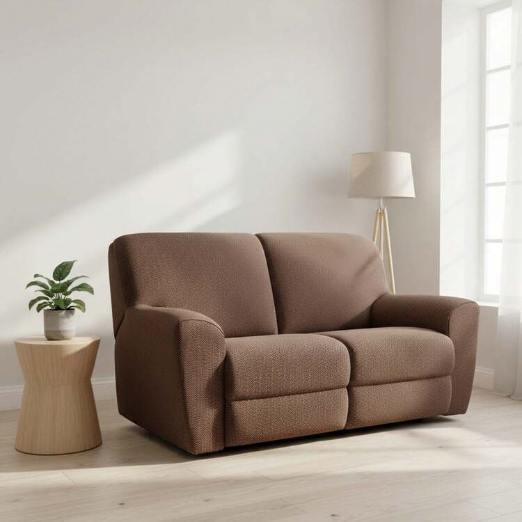 Kiva 2x2 Super Elastic Bi-Elastic Sofa Cover With Feet Together, Various Colors Available - Breathable Sofa Cover, Easy To Put On And Take Off, With Support Foams And Elastic Footrests - Brown Jasmine - View 2