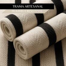 Decorative Rug Set - Cotton With Northeastern Brazilian Inspiration – 3 Pieces - Black - View 2