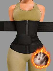 1 pièce de ceinture de sport pour femme, ceinture d'entraînement de la taille, ceinture de sauna abdominale, ceinture d'entraînement abdominale, ceinture de contrôle abdominal pour femme, ceinture de yoga et de course, cadeau pour les amis - Noir - Voir 12