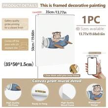 Tranh vải treo tường 1 tấm có khung, trang trí phòng trẻ em, chủ đề gấu và máy bay, chủ đề gấu xanh, phong cách retro, tranh trang trí phòng chơi game, trang trí động vật, tranh phong cách boho, trang trí tường phòng tắm em bé, tranh trang trí phòng trẻ sơ sinh, trang trí phòng ngủ, trang trí phòng tắm, trang trí trường mầm non, quà tặng cho bé, chống thấm nước. - Nhiều màu - Xem 12
