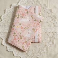 Adjustable Fabric Book Cover, Cute Pink Rabbit & Ditsy Floral Washable Anti-Scratch Notebook/Planner Protective Case, Fits A5/A6 Size - Flower Rabbit - View 8