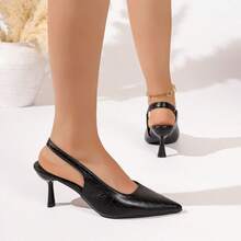 Women's Spring High Heels, Fashionable Versatile Work Shoes, French Style Summer Sandals - Black Snakeskin - View 5