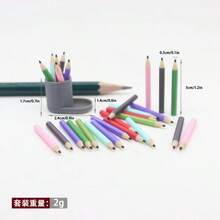 Dollhouse Miniature Pencil Sharpener, Pencil, Ruler & Triangle Ruler Set, Micro Colorful Pencils, Creative Miniature Learning Supplies - Multicolor - View 13