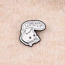 “我行我素”卡通动物猫咪珐琅胸针翻领别针徽章背包服装配饰时尚珠宝礼品 - 白色 - 查看 12