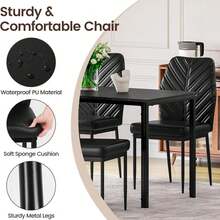 Extendable Dining Table And Chairs Set Of 4, 120cm Cement Grey Table With 4 Black High Back PU Dining Chairs, Modern Dining Table Set For Home/Kitchen - Cement Gray Table+4 Black Chairs - View 8