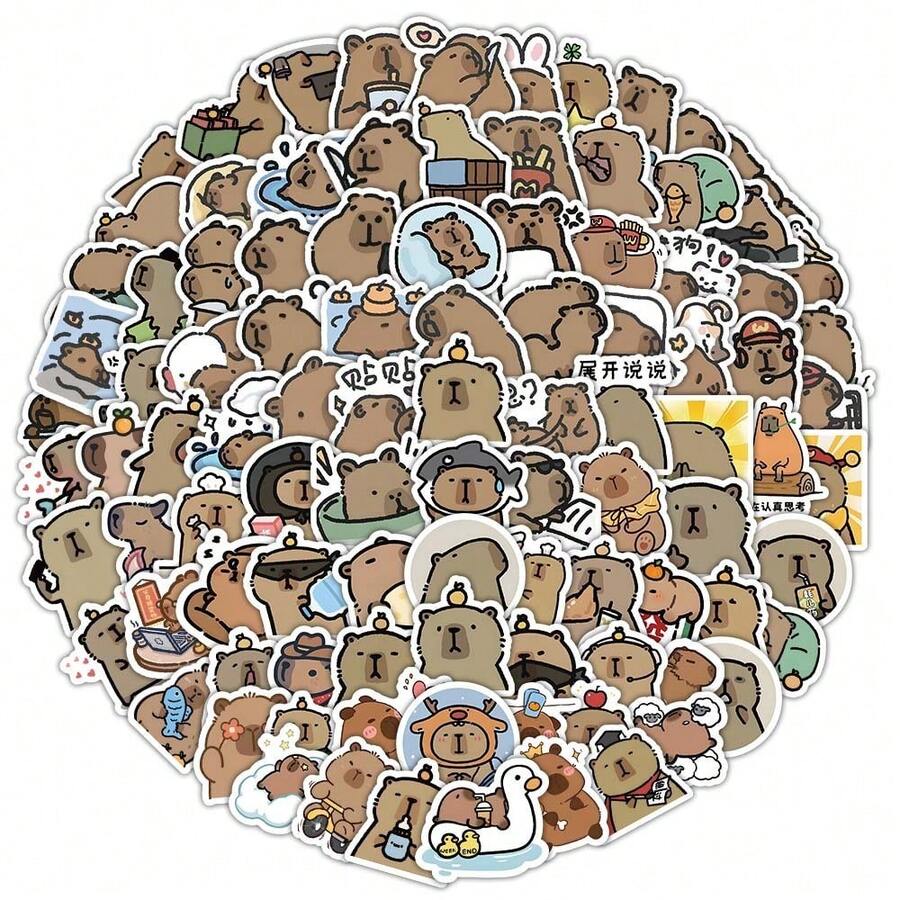100PCS New Style Cute Cartoon Capybara Graffiti Stickers For Helmet Bicycle Hand Account Pencil Case Decals - 100PCS - View 1