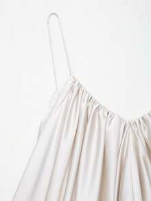 Women's Y2K Style Satin Draped Camisole V-Neck Sexy Flowy Tank Top, Suitable For Party, Club, Spring/Summer Casual - Beige - View 6
