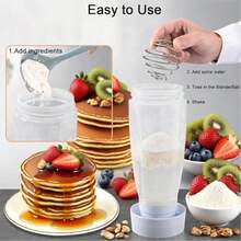 2 Pack Pancake Batter Dispenser Bottle With Whisk Ball And Stand Base, Portable Batter Mixer And Squeeze Dispenser, Baking Tool For Cupcakes, Muffins, Crepes, Waffles And Baking Essentials - 查看 6