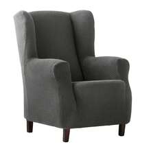 Kiva Bi-Elastic Wing Chair Cover, Breathable And Full Protection, Various Colors Available – Easy To Install Wing Chair Cover With Support Foams And Elastic Bands For Extra Fixing - Cora Gray - View 3