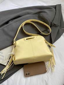2025 New Unique Design Tassel Handbag, Personalized Fashion Versatile Casual Commute Shoulder Crossbody Bag - Yellow - View 4