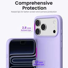 液態矽膠 3 層全包覆軟橡膠手機殼，適用於 iPhone 17 Pro 17 Pro Max 17，清新夏季配色，防震保護殼附防刮微纖維內襯，相容 iPhone 13 11 16 Pro Max 15 14 Plus 12 Mini XS Max 7 8 Plus - 紫丁香色 - 查看 9
