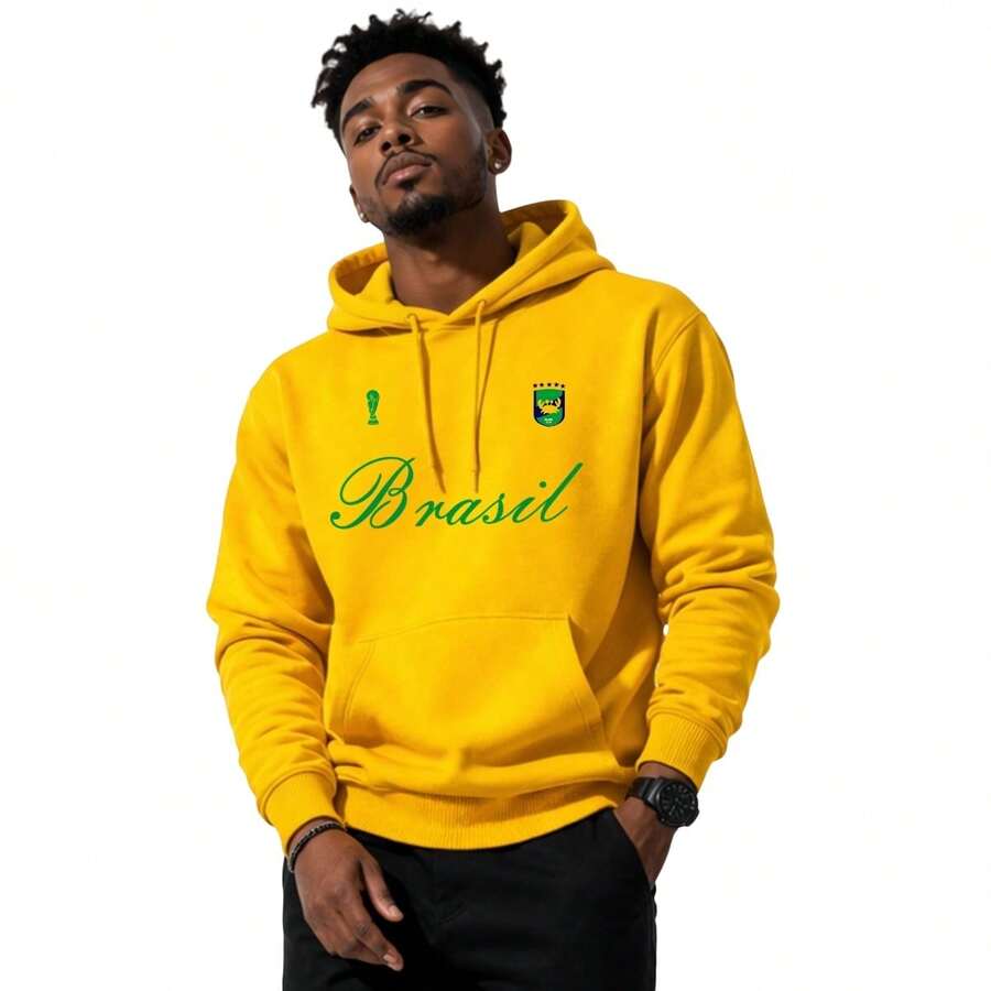 Men's Kangaroo Hoodie Brazil Streetwear Casual Comfortable - Màu vàng - Xem 1