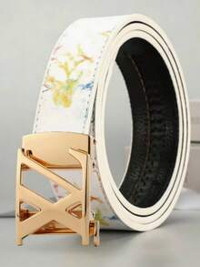 MMJ Finswift Fashionable White Casual Automatic Buckle Belt For Men, Letter Print Stylish Belt Suitable For School, Work, Party - Multicolor - View 6