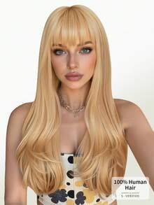 DNE HAIR Tóc mái kẹp 100% tóc thật, màu vàng caramel 18#, kiểu tóc mái có phần thái dương, tóc mái giả bằng tóc thật, trông tự nhiên, thích hợp cho phụ nữ/bé gái sử dụng hàng ngày. - S18 - Xem 6