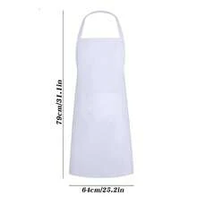 3件套纯白色可调节厨房围裙，带口袋，男女通用涤纶厨师围裙，适用于烹饪、烘焙、烧烤，家庭餐厅使用 - 多色 - 查看 10