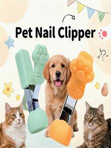 1 chiếc kìm cắt móng vuốt dễ thương cho chó và mèo, bằng thép không gỉ, chống gãy móng, màu cam xanh lá cây, không kèm pin. - Xem 1