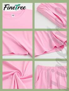 FINETREE  2-Piece Set Women's T-Shirt & Shorts 2-Piece Set – 2026 New Year & Valentine's Day Outfit, Soft Skin-Friendly Fabric, Ideal For St. Patrick's Day & Back-To-School Season, Exclusive For Teachers, Perfect Holiday Gift Choice-Faith Over Fear T Shirt With Bible Verse 2 Corinthians 5 7 Christian Cross Print Women Casual Loose Fit Comfortable Cotton Top For Everyday Wear Spiritual Inspiration Outfit For Believers And Faithful Souls - 粉色 - 查看 3