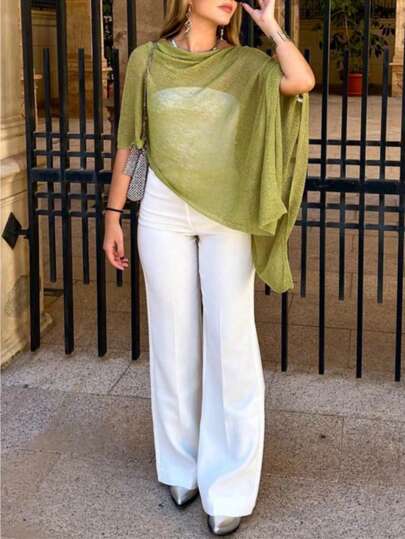 Fashionable & Elegant Loose Knitted Shawl Cardigan, Lightweight & Breathable, Oversized Design, Suitable For Women, Spring/Summer Casual Wear, Leisure Travel, Beach, Versatile