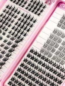 256PCS Clusters D Curl Fake Eyelashes High Capacity Suit For Thick Fluffy, Natural Look Eyes Makeup Beauty, DIY At Home Large Capacity Individual Eyelashes Book For Beginner Friendly, Starter, Makeup Artist, Soft And Long Lasting False Lashes - D - View 5
