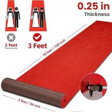 Red Carpet Runner 3x10 Feet Extra Thick 450 GSM Aisle Runner Rug Non Slip 480 GSM TPR Rubber Backed Event Carpet Runner For Wedding Party Prom  Runway VIP Entrance - 鮮紅色 - 查看 3
