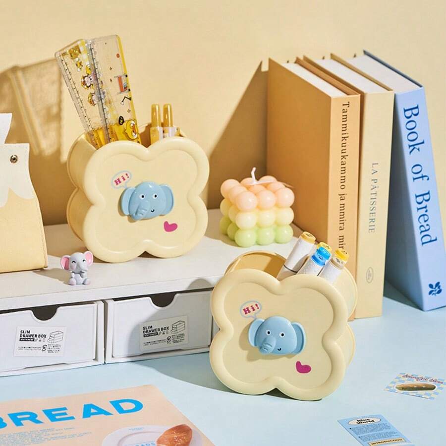 1/2 chiếc hộp đựng cọ trang điểm kiểu Nhật dễ thương tối giản hình hoạt hình, hộp đựng cọ phấn mắt, hộp đựng bàn chải đánh răng, cốc đựng bút văn phòng phẩm - Nhiều màu - Xem 1
