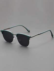 1pc Men's Fashion Small Frame Retro Square Eyeglasses, Personalized Compact Daily Commute Outfit Accessory With High-End Vibe - Multicolor - View 2