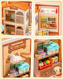 Robotime Cute Pet Shop DIY Mini House Set – Super Creative Series, With USB-C Lighting, Building Toy Kit, Home & Desktop Decoration Gift - DW027 - Xem 5