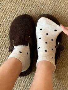 1/5/10 Đôi tất nữ mùa hè mỏng chấm bi, tất cổ thấp màu trắng, tất ngắn chống trơn trượt kiểu học sinh - Nhiều màu - Xem 2