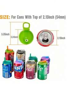 1pc Reusable Silicone Straw Lid, Creative New Straw Drink Can Cover, Suitable For Soda, Beverage, Juice, Sparkling Water Cans, Summer, For Outdoor Camping, Cup Accessories, Back To School/Travel/Kitchen Storage Organizers/Freshness Covers/Holiday - Multicolor - View 3