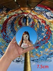 1pc Mini High Definition Round Mirror, Portable Makeup Mirror With Wide Angle Glass, Handheld Photography Accessory - Multicolor - View 10