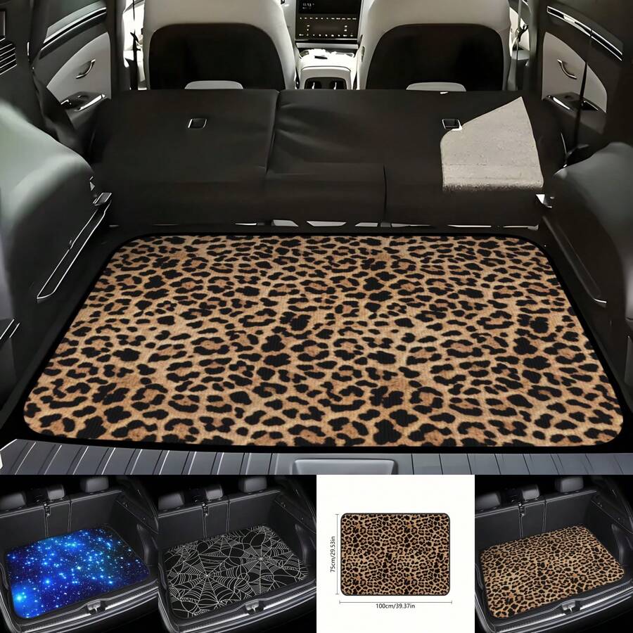 Tapete para porta-malas com estampa de leopardo (1 peça), impermeável, à prova de poeira e resistente a arranhões, acessório interno para veículos, adequado para SUVs, sedãs e hatchbacks - Base antiderrapante, durável - Fácil de limpar e manter. - Tapete para porta-malas do carro - Ver 1
