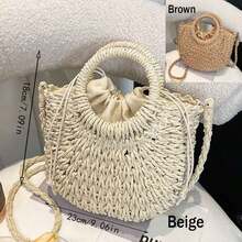 1pc Personalized Spring/Summer Fashion Straw Woven Bag, Handheld/Shoulder/Crossbody, Floral, Perfect For Party/Wedding/Bridesmaid Outfit, Gift For Her - Multicolor - View 11