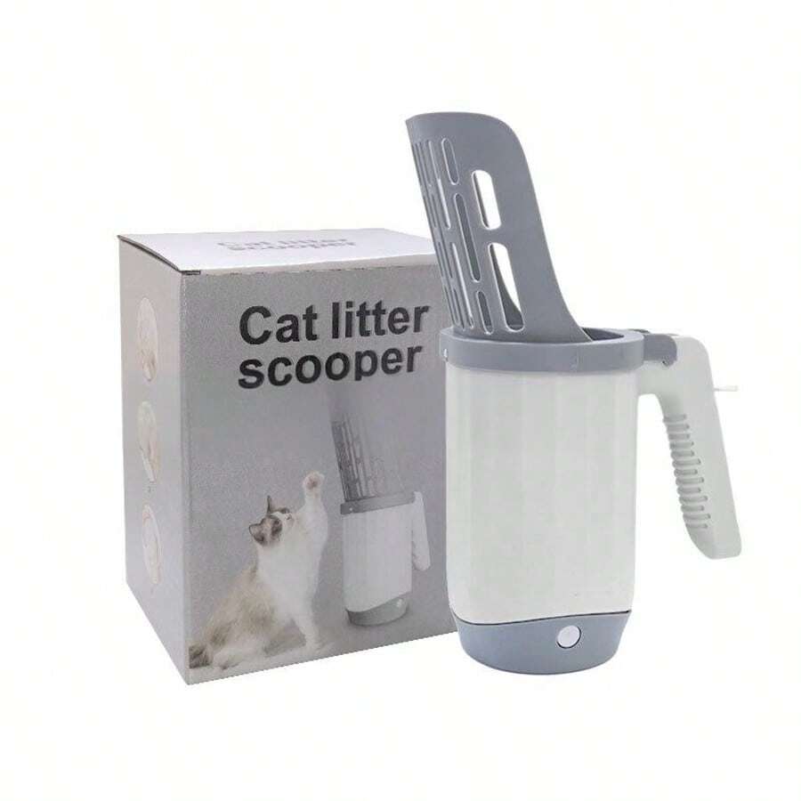 1 Set Nuevo Kit Todo en Uno para Recoger la Caja de Arena de Gato, Suministros Desmontables de Limpieza del Inodoro para Mascotas - Gris - Ver 1