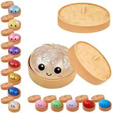 Crystal Glitter Dumpling Squishy Toy, Slow Rising Fidget Stress Ball With Steamer Box, Super Soft Sensory Dough For Anxiety Relief, Decompression Gift For Adults Teens Office Home (1pc) - pha lê - Xem 8