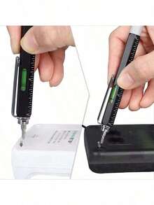 7合1手持螺丝刀和圆珠笔工具套装，配备多功能测量技术尺、触摸屏手写笔和水平仪，男士工具 - L - 查看 7