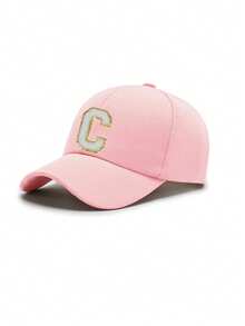 1Pc A-Z Letter Kids Baseball Caps Solid Color Baby Girls Boys Sun Visor Hats Children Adjustable Hip-Hop Hat - Pink - View 7