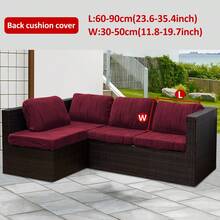 1pc Corn Kernel Jacquard Outdoor Sofa Seat Cushion Cover, Water-Resistant Solid Color Polyester Elastic Removable Half-Wrapped Sofa Cushion Cover, For Patio, Terrace, Garden Sofa - Burgundy - View 7