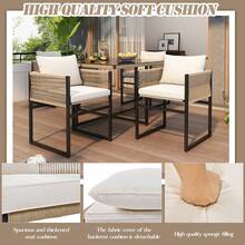 5 Piece Garden Dining Set With 1 Dining Table & 4 Stackable Chairs, Outdoor Patio Furniture Seating Group With Fine Rope & Iron Frame, 5mm Thick Glass Table Top - Beis - Ver 3