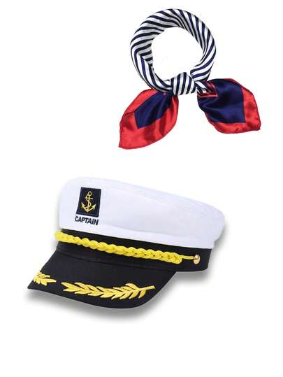 1pc Unisex Embroidered Women's Captain's Hat, Uniform Prop Captain's Cap, Suitable For Party Accessories