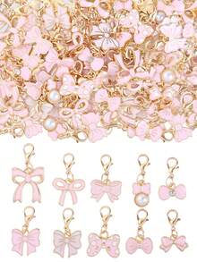 10 件装粉色蝴蝶结吊坠套装，蝴蝶结饰品制作配件，DIY 手链项链耳环工艺品材料，手链制作套装，DIY 手工艺品，钥匙扣 - 蝴蝶結吊飾套裝 - 查看 8