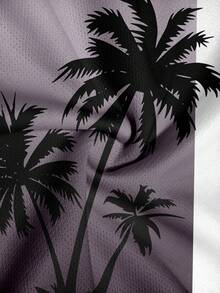 Men's Palm Tree Print Short Sleeve Shorts Set - Multicolor - View 5