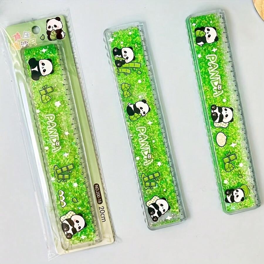 Thước kẻ hình gấu trúc hoạt hình dễ thương 20cm, dụng cụ học tập/thi cử/vẽ tranh, phù hợp cho học sinh, họa tiết ngẫu nhiên, có thể dùng làm quà tặng hoặc phần thưởng. - Nhiều màu - Xem 1