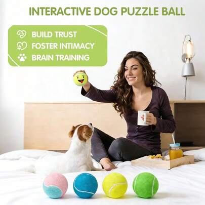 AQPU Dog Tennis Balls 12-Pack, Interactive Fetch Toys For Dogs Over 40 Lbs, Premium Indoor & Outdoor Training Balls, 3.28 Inch Diamet