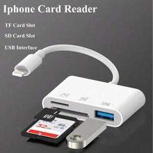 1pc USB C/Lightning 3-In-1 Card Reader, OTG 3.0 SD/TF/USB Flash Drive Adapter, Compatible With Type-C Laptops/Phones, Compatible With Iphone 17 Pro Max/17 Pro/17/Air/16/15/14/13/12/11, S25/S24/S23/S22/S21/S20, Series - White - View 4