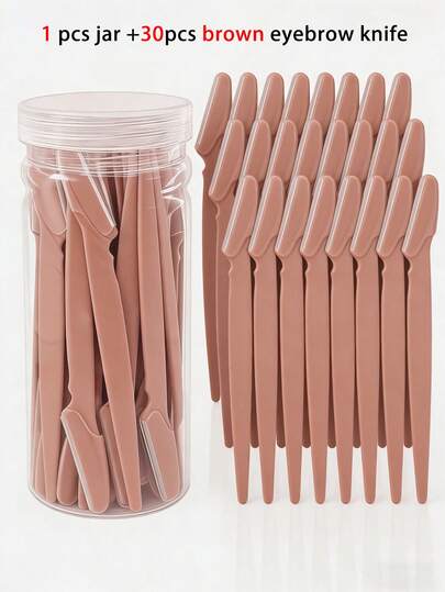 Bộ dao cạo lông mày màu cà phê 48/30/16/8/12/1 cái (kèm hộp đựng), dụng cụ tỉa/cạo lông mày, dụng cụ tẩy tế bào chết da mặt cho nữ, dùng để tạo dáng lông mày và chuẩn bị trang điểm.