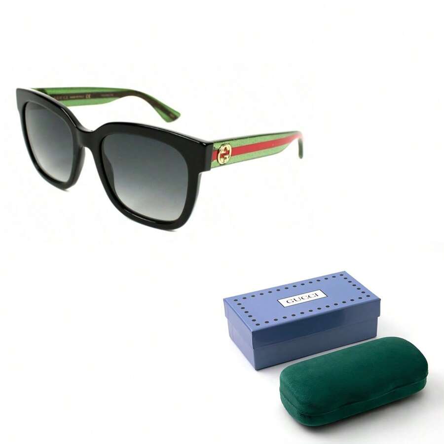 Gafas de sol de acetato GUCCI, con marcos cuadrados en negro, verde y rojo, estuche para gafas de mujer - Ver 1